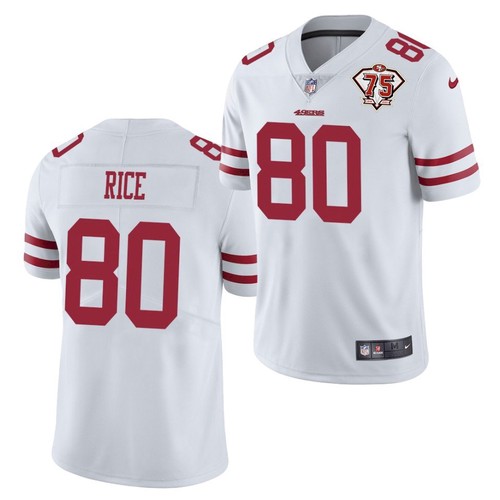 Men's San Francisco 49ers #80 Jerry Rice 2021 White 75th Anniversary Vapor Untouchable Stitched NFL Jersey